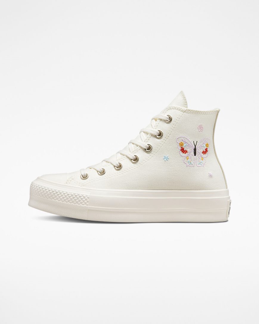 Topanky Na Platforme Converse Chuck Taylor All Star Lift Butterfly Wings Vysoke Damske Béžové Ruzove | SK AORPM9